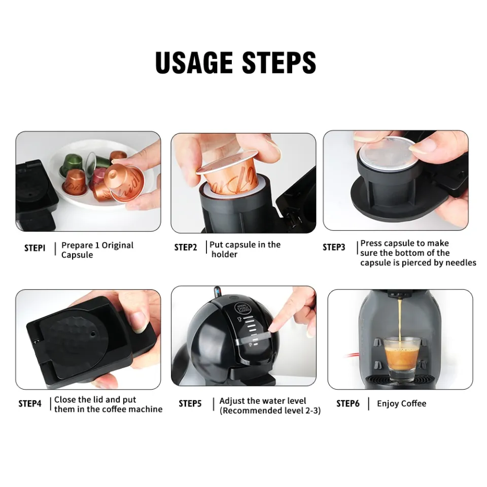 i Cafilas QS01 Reusable Capsule Adapter converter use Espresso Coffee Disposable capsules Rusable Filter Conversion Multicap Taste Coffee for Nespresso for Dolce Gusto Machine use Nespresso Capsule La...