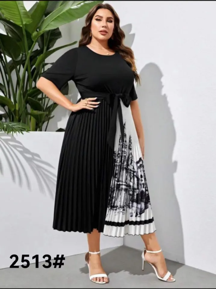 Black and white clearance formal dress plus size