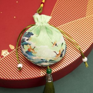 BEAUTYandLADIES Portable Practical Gift Pouch Flower Drawstring Hanging Decoration Tassel Necklaces Case Purse Pouch Chinese Style Storage Bag Women Jewelry Bag Empty Sachet