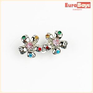 E.B.【Ready in Stock】 Rhinestone Flower Tighten Waist Buckle Pins Waist Clip Adjustable Snap Detachable 1 Set