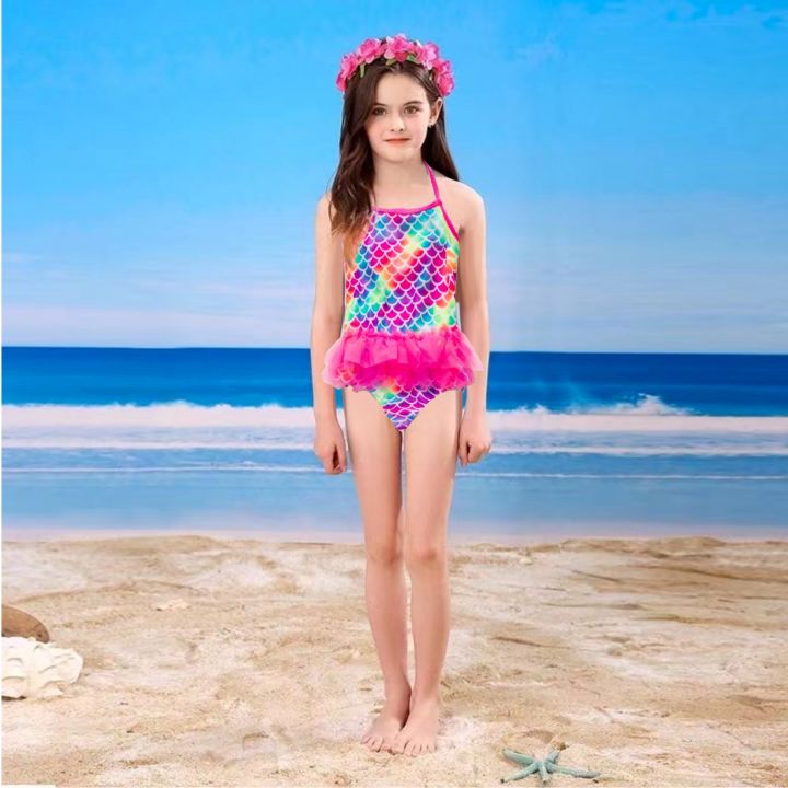 Tie Dye Letter Monokini Girls Swimsuits For Girls, 5 13 Years, One