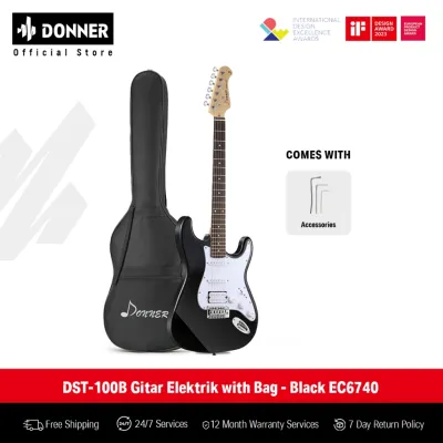 Donner DST-100B Gitar Elektrik with Bag - Black EC6740