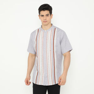 POLICE Kemeja Koko Border Printing Cotton Soft Regular Fit Pria