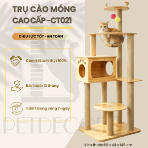 Trụ cào móng nhà cây cho mèo PETDECOR CT021 – Cat tree gỗ cao cấp lắp ráp – Cao 145cm