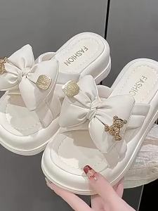 [Free Shipping] Bow-Knot Platform Sandals For Women 2026 Summer New Style Non-Slip Height-Increasing Thick-Soled Casual Sandals