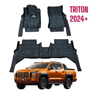 TRITON 2024+: Thảm lót sàn MAXXCAR nhựa TPE NGUYÊN SINH đúc 5D cho xe MITSUBISHI TRITON + Rối logo