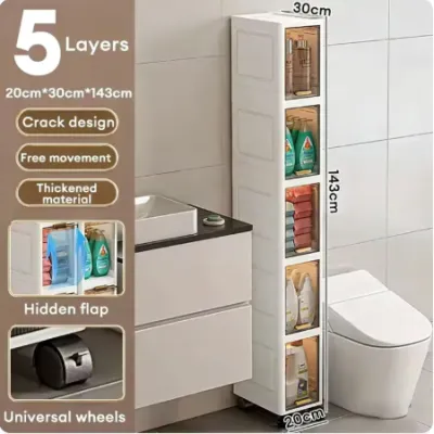 Drawer Cabinet 20cm Wide Gap Storage Cabinet Slim Drawer Cabinet With Wheels 3/4/5Layers Kitchen Storage Gap Plastic Drawer Cabinet Bathroom Cabinet Removable Cabinet Space Savers