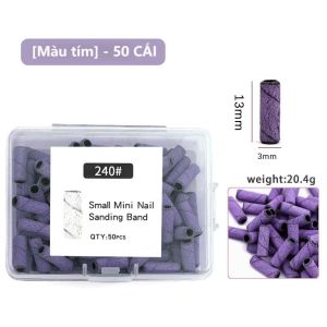 Hộp đầu mài nhám tím mini đầu mài giấy chà nhám móng 50 chiếc chuyện dụng
