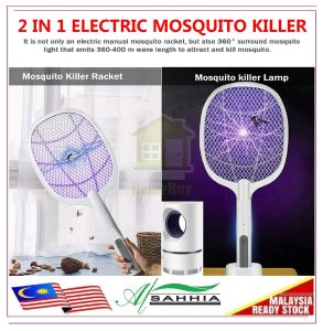 12Y7 2 in 1 USB Rechargeable Mosquito Electric Insect Racket Swatter Zapper Kill Fly Bug Killer Trap Perangkap Nyamuk