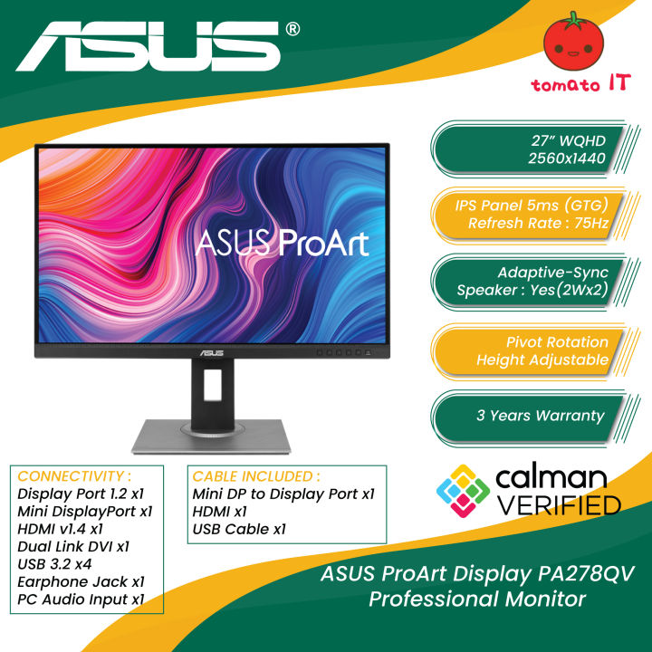 ASUS ProArt Display PA278QV Professional Monitor | Lazada