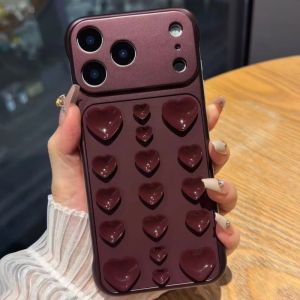 Ultra Thin Frameless Heart 3D Suction Cup Candy Silicone Case For iPhone 17 18 16 15 14 13 Pro Max Adsorption Shockproof Cover
