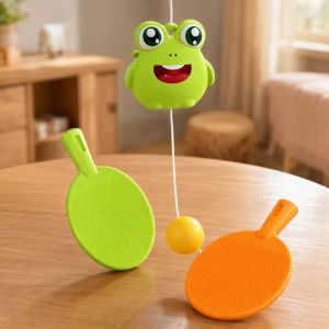 Hanging Table Tennis Trainer Set Frog Bracket 2 Rackets 3 Balls Indoor Kids Practice Toy