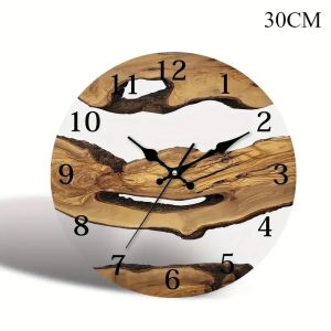 xpkQ Art Wall Clock Bedroom Living Room Wall Clocks Glass Wood Grain Clock Creative Minimalist Watches Silent Elegant Room Decor X2Z8B