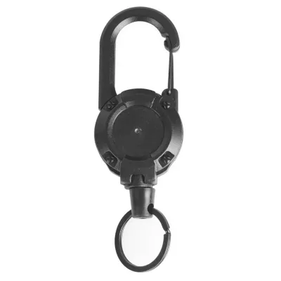 1pc Retractable Keychain with Rope and Clip Heavy Duty Pull Steel Wire Carabiner for Travel Outdoor