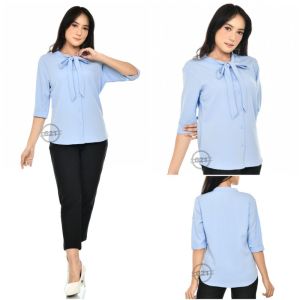 Kemeja Putih Wanita Baju Atasan Blouse Kameja Warna Putih Hitam Polos Kerja Kantor Formal Casual Wanita Lengan Panjang 3 4 Blus Kasual Murah Bahan Premium Quality