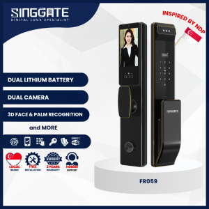 With Installation (Singgate) <FR059> Dual lithium battery Door + FM021 Gate Digital Lock Bundle (2 Years Warranty)