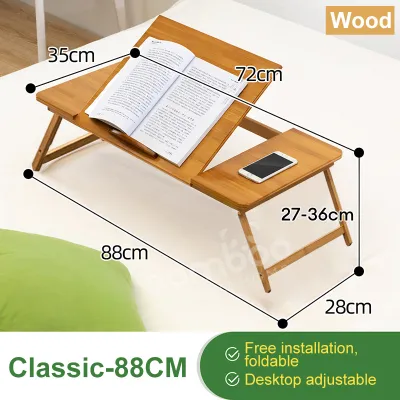 Bamboo Foldable Desk Meja Laptop 56/64/88CM Portable Meja Komputer Boleh Dibawa Computer Desk On The Bed