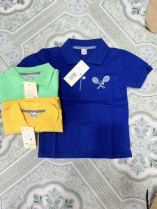 Áo polo THUN COTTON phối bo tay ngắn co giãn thoáng khí cho bé mặc vào mùa hè nóng bức