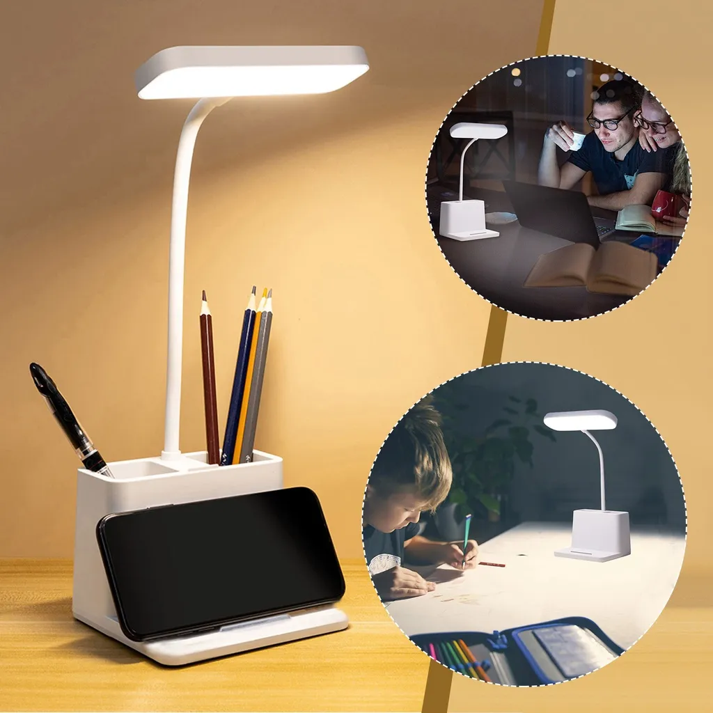 Study Table Desk LED Light Lamp Eye Protection with Pen Holder USB ...