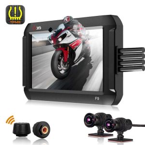 VSYS F9D 4.0 HD Screen 150 degrees Dual Camera Front & Rear Motorcycle DVR with parking recording Waterproof Dash Cam support TPMS  GPS and Night vision