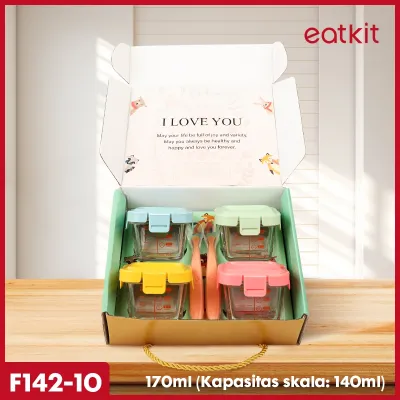 Eatkit Hampers Mpasi Kaca 6in1 Tempat Makan Bayi + Sendok Silicon Baby Gift Food Container BPA FREE