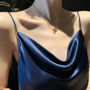 Dây chuyền nữ titan vòng tròn lồng nhau vòng cổ thép không gỉ D109