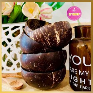 Bộ 3 Bát Chén Gáo Dừa kèm Muỗng Gỗ ST GROUP ăn ngũ cốc granola sữa chua salad Bát Dừa đắp mặt nạ đồ thủ công mỹ nghệ