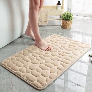 Memory Foam Bath Mat -Cobblestone Bathroom Rugs - Bathroom Floor Mat Non Slip Absorbent Velvet Bathroom for Shower Tub Machine Washable Easy Dry Foot Cushioned (40x60 cm)