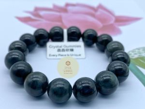 SG LOCAL - Certified Poly Ink Blue & White Hetian Jade Bracelet 和田玉聚墨青花手串