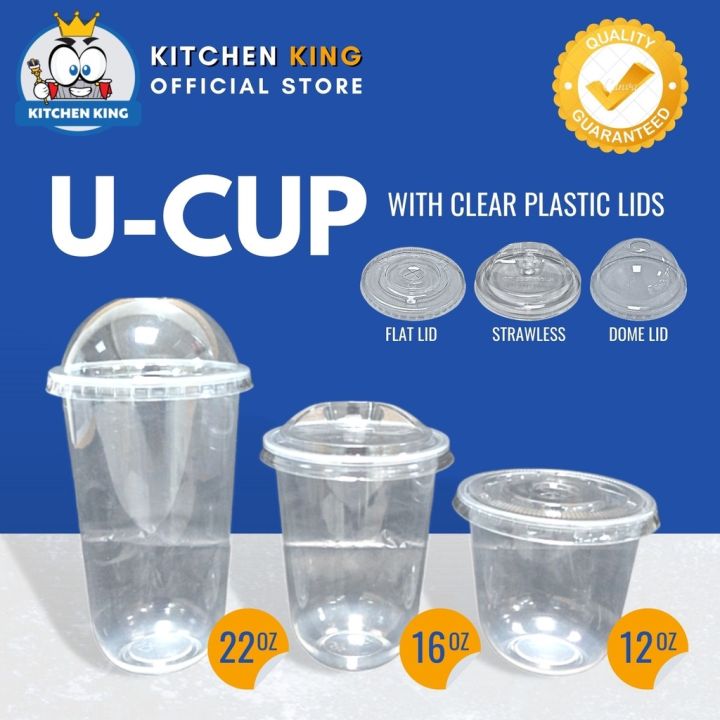 U Cup Plastic Pp Milk Tea Cups 12oz 16oz 22oz 50pcs Flat Lid Strawless Lid Dome Lid 1872