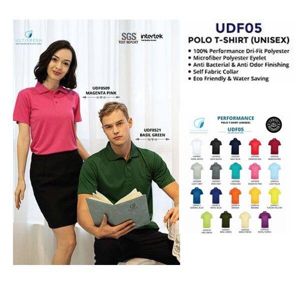 Short Sleeve T-Shirt Polo ULTIFRESH UDF05 Unisex Polyester Anti Bacterial  Anti-Odor Performance Dri Fit Polo Men Women T-shirts tshirt tees