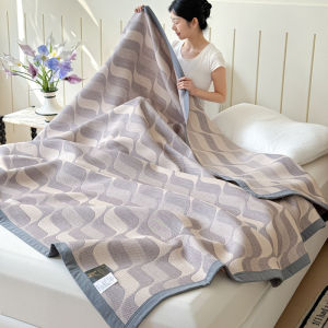 New Class A 100% Cotton Knitted 3-layer Gauze Blankets Thin Jacquard Multi-function Air Conditioning Blanket Bedspread
