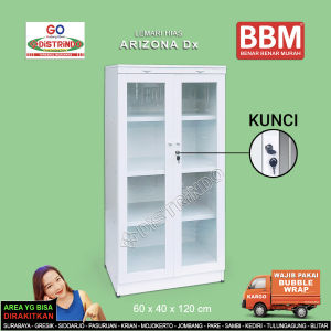 Distrindo - Bufet Lemari Hias Etalase Pintu Kaca + 2 Kunci Serbaguna Untuk Tas Kosmetik Konfeksi