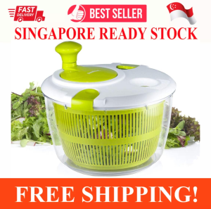 LARGE 5L SALAD SPINNER VEGETABLE WASHER WITH BOWL JUMBO SALAD SPINNER MANUAL LETTUCE DRYER WITH CRANK HANDLE & LOCKING LID