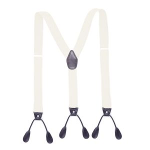 LYMEDIA Wedding Party Trimmed Button End Leather Y Shape Trouser Straps Belt Braces Suspenders Elastic Braces Adjustable Strap Clip