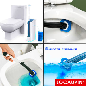 Locaupin Cleaning Toilet Bowl Cleaner Wand Disposable Toilet Bowl Brush with 8 Toilet Wand Refills Heads Wipes for Cleaning