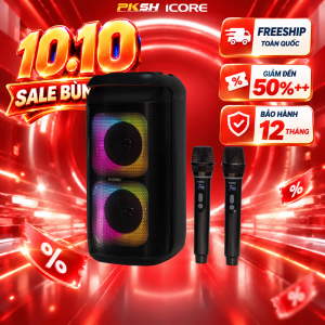 Bộ Loa Karaoke iCore ISM8 Kèm 2 Micro Bluetooth - Hàng chính hãng