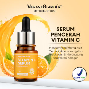 VIBRANT GLAMOUR [BPOM] Vitamin C Serum 30ml Mencerahkan Warna Kulit Memudarkan warna gelap Mencerahkan Pemutih Kulit Memudar Bintik Gelap Halus Garis Halus Vitamin E Serum Wajah untuk Anti Penuaan perbaikan Kulit Keriput Perawatan Kulit