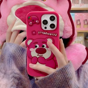 [Mới] Ốp điện thoại Silicone lỏng chống rơi gấu dâu hoạt hình dễ thương có vòng đeo tay dành cho iPhone 6 7 8 x XS XR 11 12 13 14 15 16 Series