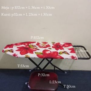 MEJA SETRIKA + KURSI SANEC TERBARU / MEJA SETRIKA DENGAN KURSI / MEJA SETRIKA PORTABLE / MEJA SETRIKA AWET