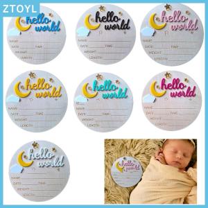 ZTOYL Wooden Hello World Newborn Sign Cute Birth Announcement Board Baby Announcement