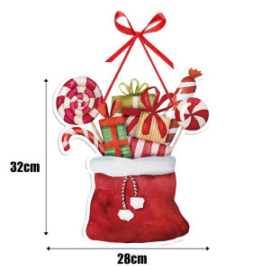 🔥ลดราคา11 ~ 11🔥ป้ายแขวนคริสต์มาสซานตาคลอสไม้แกะสลักตกแต่งประตูต้อนรับคริสต์มาสตกแต่งคริสต์มาสกลางแจ้งในร่มสำหรับตกแต่งงานปาร์ตี้ฤดูหนาวที่บ้าน