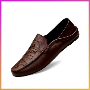 SEPATU KULIT 100% / KERJA / KANTOR PRIA / SANTAI / PANTOFEL / CASUAL - COKELAT HITAM ATT-SLO.005