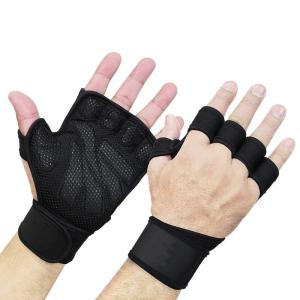 Weightlifting Gloves with Wrist Support Half Finger Cycling Gloves Gym Workout Gloves for Pull Ups-Fitness Hanging