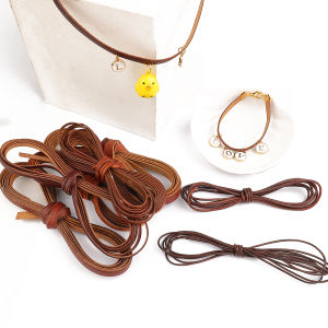 2 Meters Retro Genuine Leather Cord 1.5-10mm Round/Flat Strand Cow Leather Rope For Handmade DIY Accessories