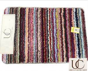 URBAN CURTAIN SHOP STRIPE CHENILE DOORMAT COLOR STRIP RUG