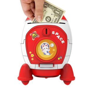 XUECHUANGYING Fingerprint Rocket Piggy Bank Money Box Password Lock Children Money Boxes Coins Deposit Boxes With Key Electronic Bank Safe Box Home Decoration