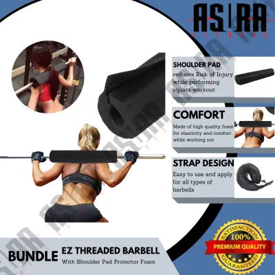 120cm EZ Threaded Cast Iron Barbell with Spinlock Screw Collars 25mm Diameter Sleeve - 28mm grip