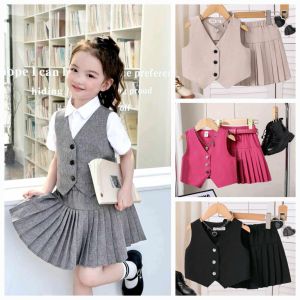 bella Best Seller Casual Sleeveless Vest  and Pleated Skirt  for Girl  Teen-ager Tween Set Terno  - best seller - good quality - super kapal ng tela - trending  - 100 percent cotton - mall quality - Top pick  - madaling maubos - trending  - made of import