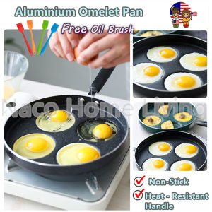 4 Hole Non Stick Frying Pan Aluminium Omelet Pan For Eggs Ham Pancake Maker Fast Breakfast Cooking Pan